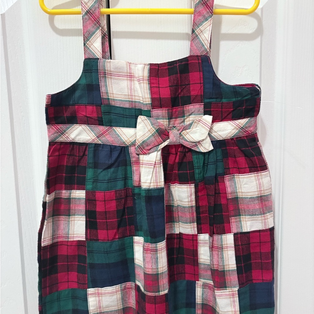 Colorful Plaid Dress with Bow Accent